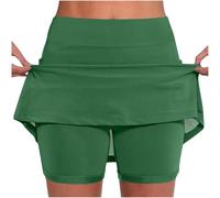 AMDOLE Falda pantalón para mujer, talla grande, casual, atlética, para tenis, falda corta de verano 2025 con bolsillos, falda con bolsillos, verde, 3XL