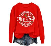 AMDOLE In The Pub Gettin' Saint Paddy's - Camiseta larga para mujer con estampado de letras y cuello redondo, rojo, 3XL