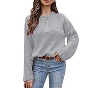 AMDOLE , informal, manga larga, monocolor, abotonado, cárdigan, top, cuello redondo, suéter 14044041, gris, L