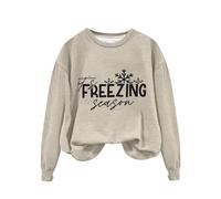 AMDOLE It's Freezing Season Print Sudadera Mujer You Are Amazing Beautiful and Enough Shirts Casual Tee Tops Oficina Ropa Mujer, beige, XL