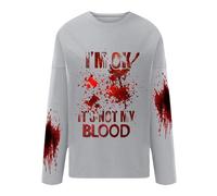 AMDOLE It's Not My Blood - Sudadera de manga larga para mujer, estampado de sangre, camisa suave para invierno, para universidad, gris, XL