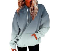 AMDOLE Mi cuenta Mis pedidos Suéter de moda para mujer de manga larga con estampado de líneas degradadas y capucha invierno mujer, gris, M