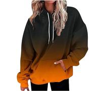 AMDOLE Mi cuenta Mis pedidos Suéter de moda para mujer de manga larga con estampado de líneas degradadas y capucha invierno mujer, naranja, L