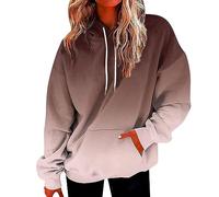 AMDOLE Mi cuenta Mis pedidos Suéter de moda para mujer de manga larga con estampado de líneas degradadas y capucha invierno mujer, café, M