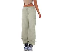 AMDOLE Mujer Jeans Retro Multi Pocket Pantalones de Trabajo Rectos Femeninos Otoño e Invierno Cintura Suelta Delgada Pierna Ancha Pantalones Casuales Pantalones Vaqueros de Pierna Ancha Mujer, verde