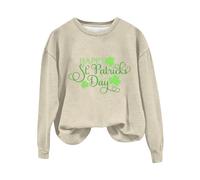 AMDOLE Mujer Retro Happy Green Irish Day Four Leaves Cute Print Casual Sudadera Moda Mujer Ropa, beige, XXL
