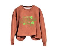 AMDOLE Mujer Retro Happy Green Irish Day Four Leaves Cute Print Casual Sudadera Moda Mujer Ropa, naranja, M