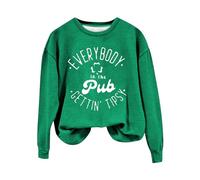 AMDOLE Mujer Retro In The Pub Getting Green Irish Pub Patrón de Impresión Casual Sudadera con Estampado Top Sudadera con Capucha Mujer Vintage, verde, XL