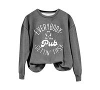 AMDOLE Mujer Retro In The Pub Getting Green Irish Pub Patrón de Impresión Casual Sudadera con Estampado Top Sudadera con Capucha Mujer Vintage, gris, XXL