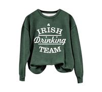 AMDOLE Mujer Retro Irish Drinking Team Happy Green Irish Day Four Leaves Cute Print Sudadera Casual Ropa Exterior Mujer, verde, S