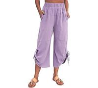 AMDOLE Mujeres Primavera Y Otoño Correas Rectas Grandes Sueltas Casual Cordón Con Bolsillo Pantalones Casual Pantalones Mujer Baggy, morado, M