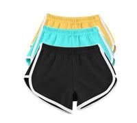 AMDOLE Pantalones Cortos de Algodón para Mujer - Pack de 3 para Entrenamiento, Gimnasio, Deporte, Yoga y Playa - Trajes de Baño con Cintura