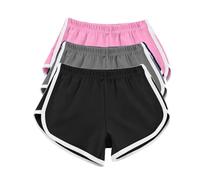 AMDOLE Pantalones Cortos de Algodón para Mujer - Set de 3 para Correr, Entrenamiento, Gimnasio, Deporte, Yoga, Playa, Trajes de Baño con Cintura