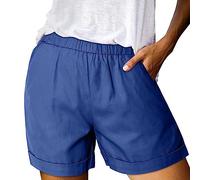 AMDOLE Pantalones cortos de verano para mujer, cintura fija, pantalones rectos cortos, holgados, adelgazantes, informales, pantalones cortos de pierna ancha, leggins gordos, BU1, XXL