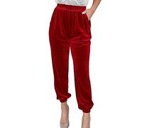 AMDOLE Pantalones de chándal holgados Características: vaqueros elásticos para mujer, rojo, 3XL
