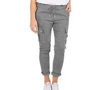 AMDOLE Pantalones de chándal holgados para mujer 2023 Ropa de trabajo Casual Frontera Color Sólido Cordón Cintura Elástica Multi Bolsillos Pantalones Pantalones de chándal Mujer Baggy, gris, L