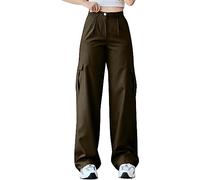 AMDOLE Pantalones de chándal holgados para mujer, pantalones de bolsillo estereoscópicos de cintura media, pantalones cargo cerrados, pantalones de chándal para mujer, holgados, verde, S