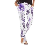 AMDOLE Pantalones de chándal largos para mujer, pantalones harén de verano, pantalones de playa, ligeros, modernos, sueltos con bolsillos, vaqueros para mujer, Blanco, M