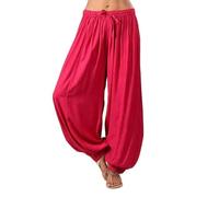 AMDOLE Pantalones de chándal para mujer de talla corta de talla grande color estándar casual suelto harén pantalones pantalones de mujer pantalones de mujer, rojo, L