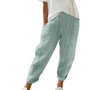 AMDOLE Pantalones de chándal para mujer, de tejido jacquard, a rayas, patchwork, holgados, informales, pantalones de bolsillo para mujer, verde, XL