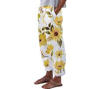 AMDOLE Pantalones de chándal para mujer, pantalones de moda con bolsillos, estampado de cintura alta, pantalones de algodón, pantalones largos rectos diarios, pantalones para exteriores para mujer