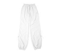 AMDOLE Pantalones de chándal para mujer primavera y verano color liso estampado casual pierna ancha algodón y lino explosivos pantalones sueltos mujer pantalones mujer pantalones, Blanco, S