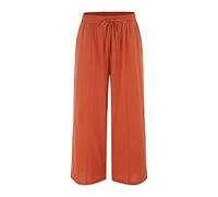 AMDOLE Pantalones de chándal para mujer, talla corta, pantalones de lino Palazzo, pierna ancha, cordón, informal, suelto, cosecha, cintura elástica, algodón, pantalones de playa para mujer, rojo, M