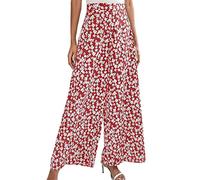 AMDOLE Pantalones de chándal para mujer, talla corta, para primavera y verano, pantalones con cintura pequeña, holgada, holgada y pierna ancha, pantalones vaqueros holgados, rojo, XXL