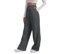 AMDOLE Pantalones de chándal para mujer, túnica para mujer, pantalones de jogging, cintura alta, yoga, deporte, riñonera, pantalones elásticos, gris oscuro, L