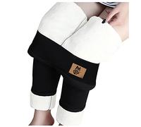 AMDOLE Pantalones de cintura para mujer, leggings de felpa de longitud completa, pantalones sólidos de cintura alta, elásticos, pantalones capris con agujeros para mujer, Negro , S