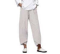 AMDOLE Pantalones de exterior para mujer, pantalones de algodón de verano sólidos para fiestas, diarios y para mujeres, pantalones lacados para mujer, color negro, beige, 3XL