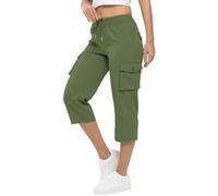 AMDOLE Pantalones de lino blanco para mujer, pantalones de exterior, pantalones de verano, pantalones capri cargo ligeros elásticos para senderismo, monos coastal verano, AG., M