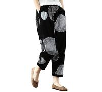 AMDOLE Pantalones de lluvia para mujer impresión casual bolsillos polainas lápiz pantalones elásticos cintura suelta pantalones amarillos mujer, Blanco, XL