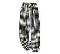 AMDOLE Pantalones de mujer con cordón elástico en la cintura, pierna ancha holgada con bolsillos, pantalones a cuadros tricolores pantalones deportivos finos para mujer, c, M
