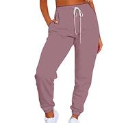 AMDOLE Pantalones de mujer lisos informales deportivos con cordones en la cintura y material de suéter de felpa Pantalones Mujer, PK2, 3XL