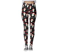 AMDOLE Pantalones de Navidad personalizados para yoga, correr, Navidad, Papá Noel, pilates, mujer, fiesta, muñeco de nieve, yoga, gimnasio, leggings para mujer, Negro , M
