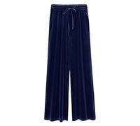 AMDOLE Pantalones de pierna ancha de cintura elástica para mujer, sueltos que adelgazan más tamaño gordo Mm cintura alta pantalones casuales pantalones de baloncesto de las señoras, azul, 5XL