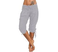 AMDOLE Pantalones de verano para mujer, holgados, para yoga, harén, cintura alta, vaqueros para mujer, gris, 5XL
