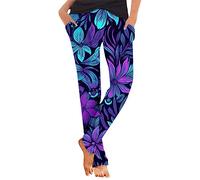 AMDOLE Pantalones harén de verano para mujer, pantalones de playa, ligeros, informales, sueltos con bolsillos, camuflaje, pantalones cortos para mujer, morado, L