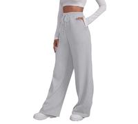 AMDOLE Pantalones Mujer Baggy Mujer Túnica Jogging Pantalones Jogger Pantalones de Deporte Cintura Alta Yoga Deporte Riñonera Brillante Pantalones Mujer Negro, plata, L