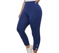AMDOLE Pantalones Mujer Leggings Mujer Cintura Alta Leggings Largas Leggings Encaje Elástico Medias Suave Medias Yoga Pantalones Joggers Mujer, azul, XL