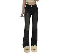 AMDOLE Pantalones vaqueros de pierna ancha para mujer 2023 para mujer, hermana gorda, micro La Ash, cintura alta, muestran delgados, elásticos, delgados, acampanados, pantalones de chándal para mujer