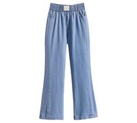 AMDOLE Pantalones vaqueros para mujer de seda fina, seda de hielo, tallas grandes, adelgazantes, acampanados, para mujer, azul, XL