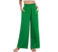 AMDOLE Pantalones vaqueros para mujer, elásticos, de cintura alta, modernos con pierna ancha para mujer con pantalones adelgazantes y drapeados con pierna ancha, pantalones vaqueros de cintura alta