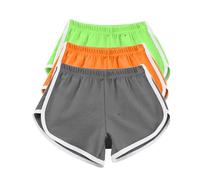 AMDOLE Paquete de 3 pantalones cortos de algodón para correr para mujer, pantalones cortos de verano para entrenamiento, gimnasio, deporte, yoga, pantalones cortos de playa, trajes de baño con cintura