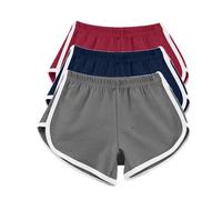 AMDOLE Paquete de 3 pantalones cortos de algodón para correr para mujer, pantalones cortos de verano para entrenamiento, gimnasio, deporte, yoga, pantalones cortos de playa, trajes de baño con cintura
