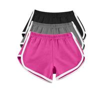 AMDOLE Paquete de 3 Pantalones Cortos de Algodón para Mujer - Verano, Entrenamiento, Gimnasio, Deporte, Yoga, Playa - Trajes de Baño Con Cintura