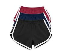 AMDOLE Paquete de 3 Pantalones Cortos de Algodón para Mujer - Verano, Entrenamiento, Gimnasio, Deporte, Yoga, Playa - Trajes de Baño Con Cintura