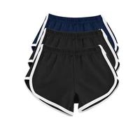 AMDOLE Paquete de 3 Pantalones Cortos de Algodón para Mujer - Verano, Entrenamiento, Gimnasio, Deporte, Yoga, Playa - Trajes de Baño Con Cintura