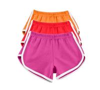 AMDOLE Paquete de 3 Pantalones Cortos de Algodón para Mujer - Verano, Entrenamiento, Gimnasio, Deporte, Yoga, Playa - Trajes de Baño Con Cintura